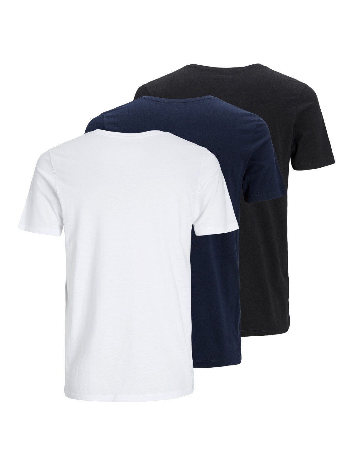Jack & Jones 3-pakkainen Logo Pyöreä pääntie T-paita -White - 12191330