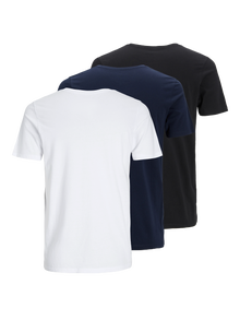 Jack & Jones 3-pak Z logo Okrągły dekolt T-shirt -White - 12191330