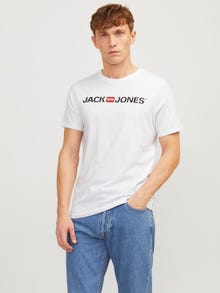 Jack & Jones 3-pakkainen Logo Pyöreä pääntie T-paita -White - 12191330