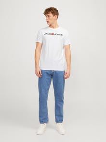Jack & Jones 3-pak Z logo Okrągły dekolt T-shirt -White - 12191330