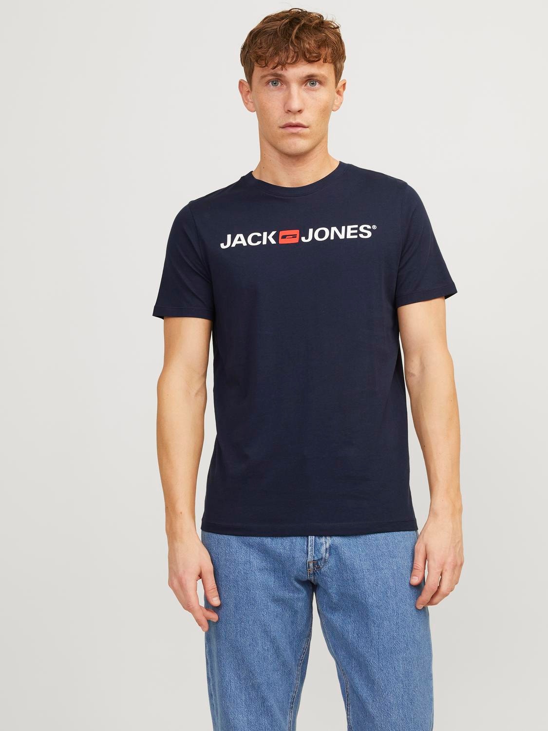 Paquete 3 Camiseta Logotipo Cuello redondo | Blanco | & Jones®