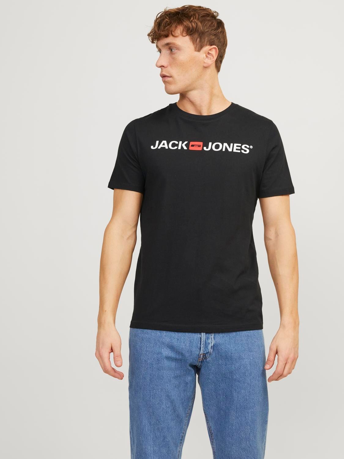 Jack & Jones 3-pakk Logo Ümmargune kaelus T-särk -White - 12191330