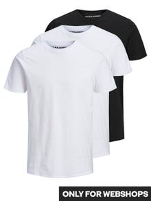 Jack & Jones 3-pack Plain Crew neck T-shirt -Black - 12191759