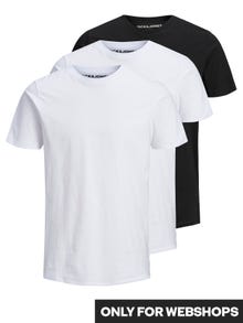Jack & Jones Paquete de 3 Camiseta Liso Cuello redondo -Black - 12191759