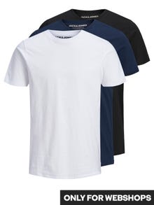 Jack & Jones 3-pakkainen Yksivärinen Pyöreä pääntie T-paita -Black - 12191759