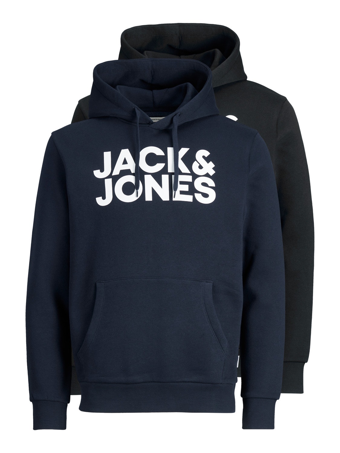 Jack & Jones 2-συσκευασία Φούτερ με κουκούλα -Black - 12191761