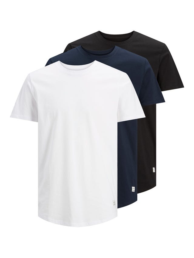 Jack & Jones 3er-pack Einfarbig Rundhals T-shirt - 12191765