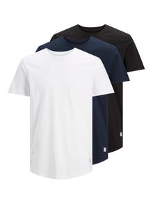Jack & Jones 3-pakkainen Yksivärinen Pyöreä pääntie T-paita -White - 12191765