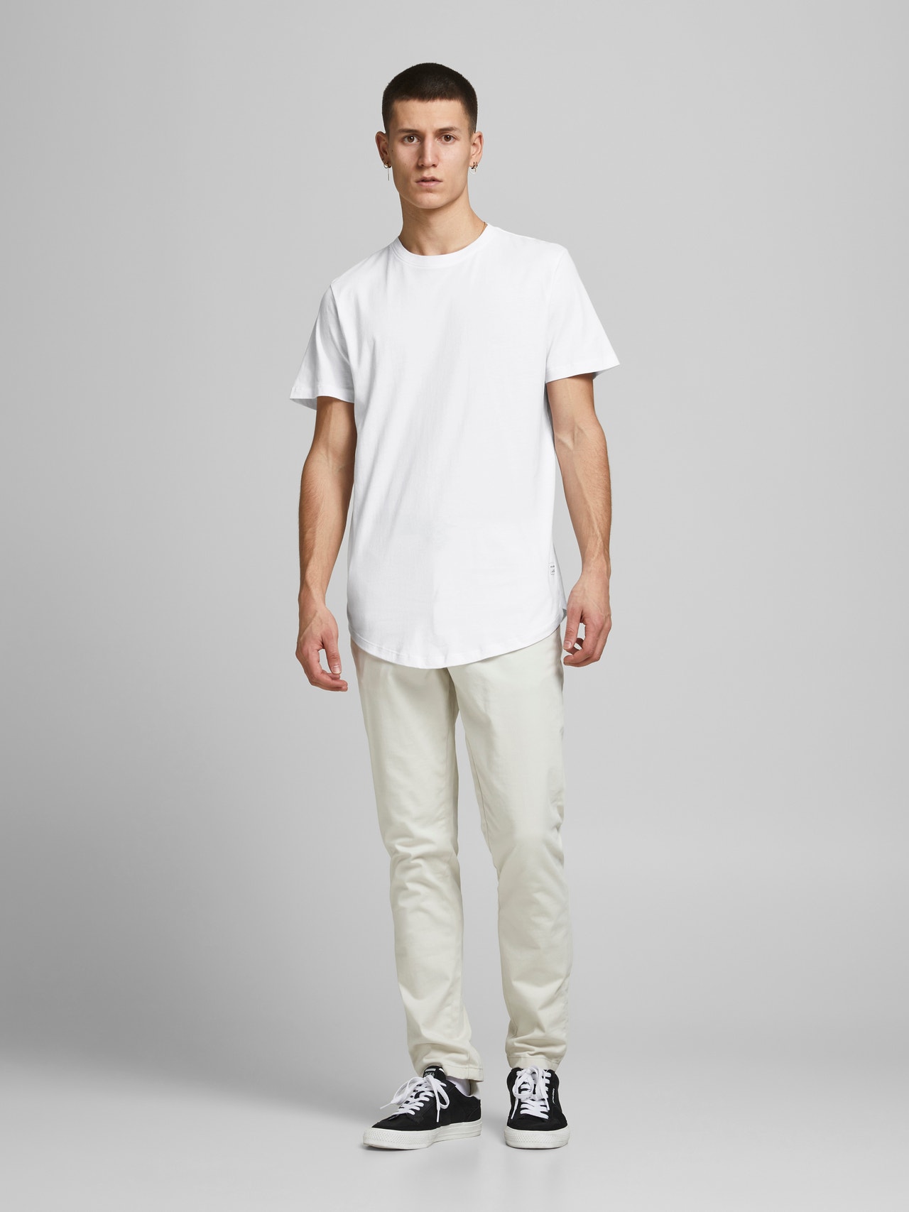 Jack & Jones 3-pack Enfärgat Rundringning T-shirt -White - 12191765