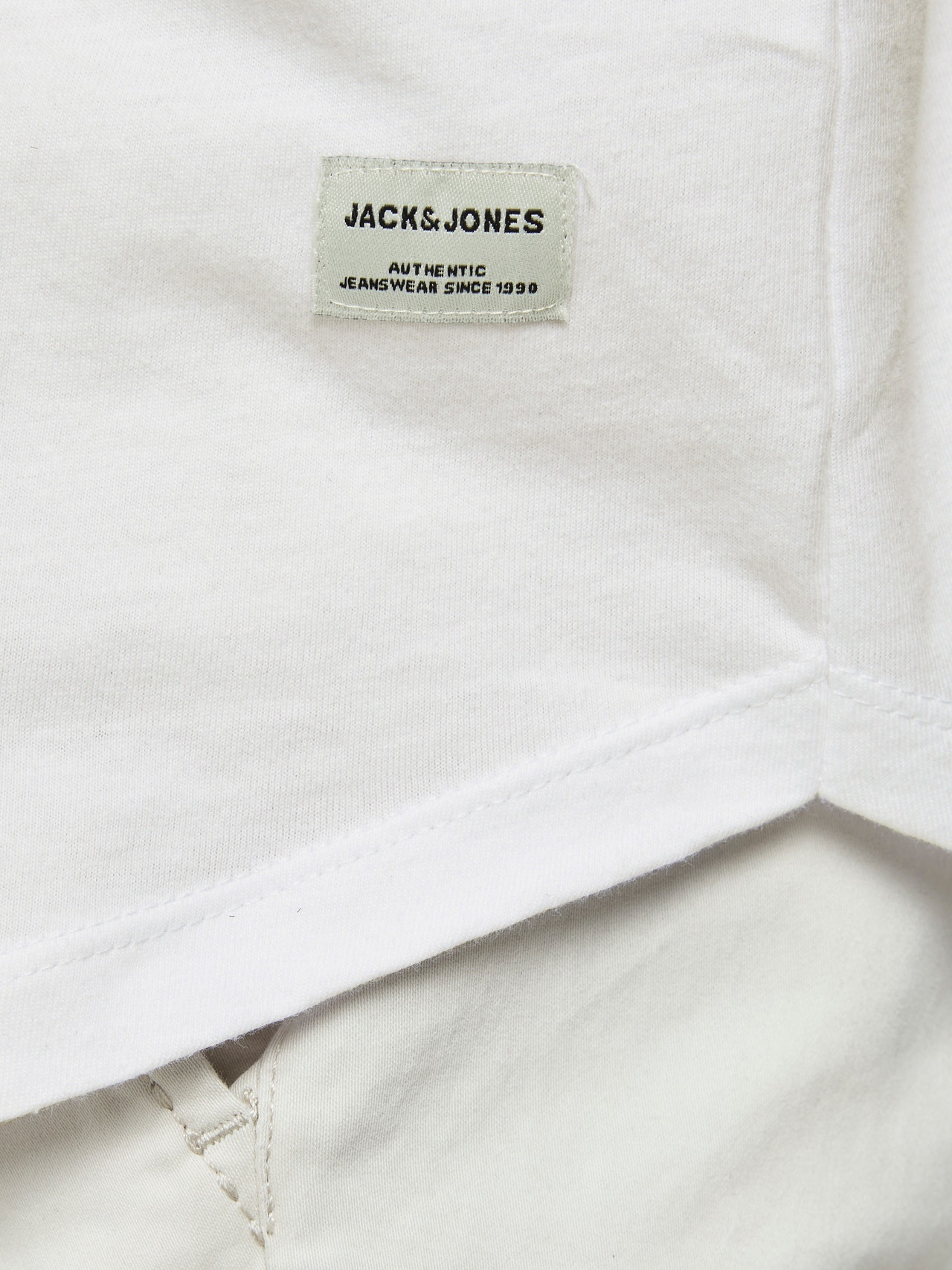 Jack & Jones 3er-pack Einfarbig Rundhals T-shirt -White - 12191765