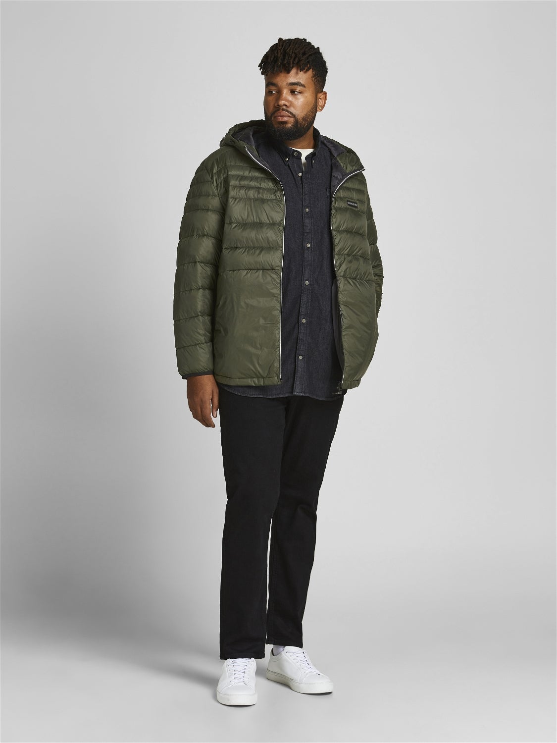Hooded nylon Plus size Jacket with 30 