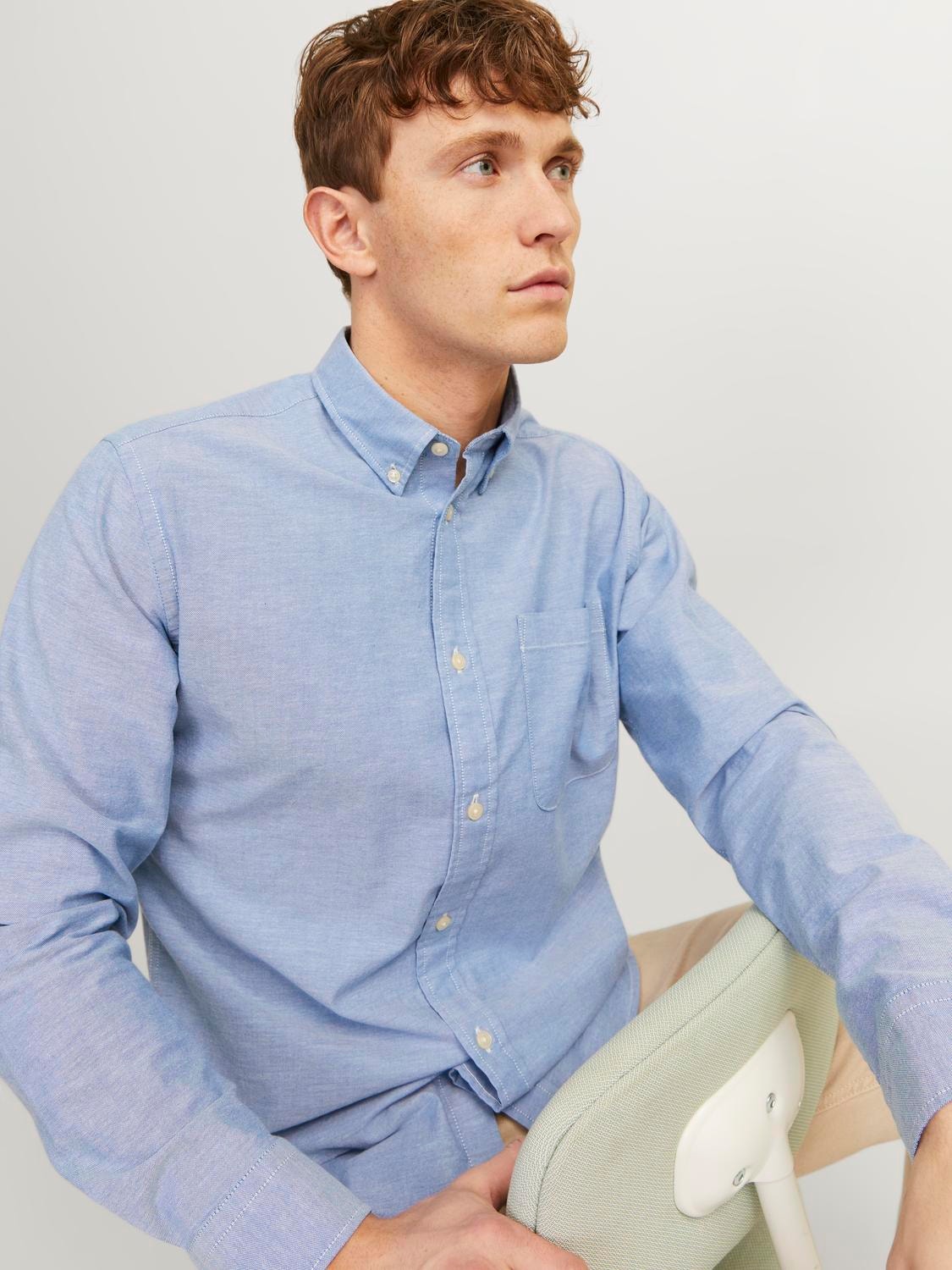 Blue Organic Oxford Slim Fit Shirt