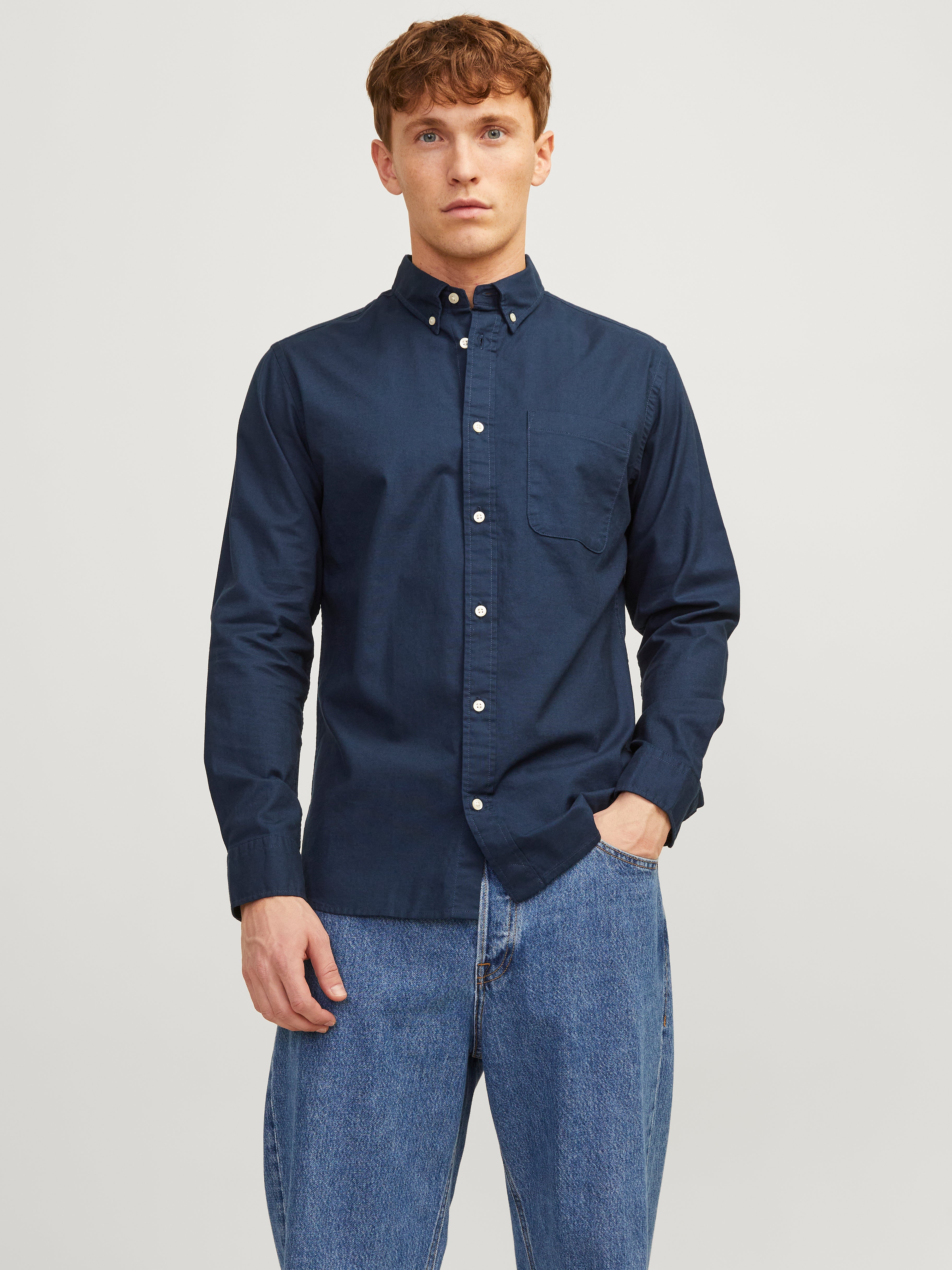 Jack and jones 2024 navy blue shirt