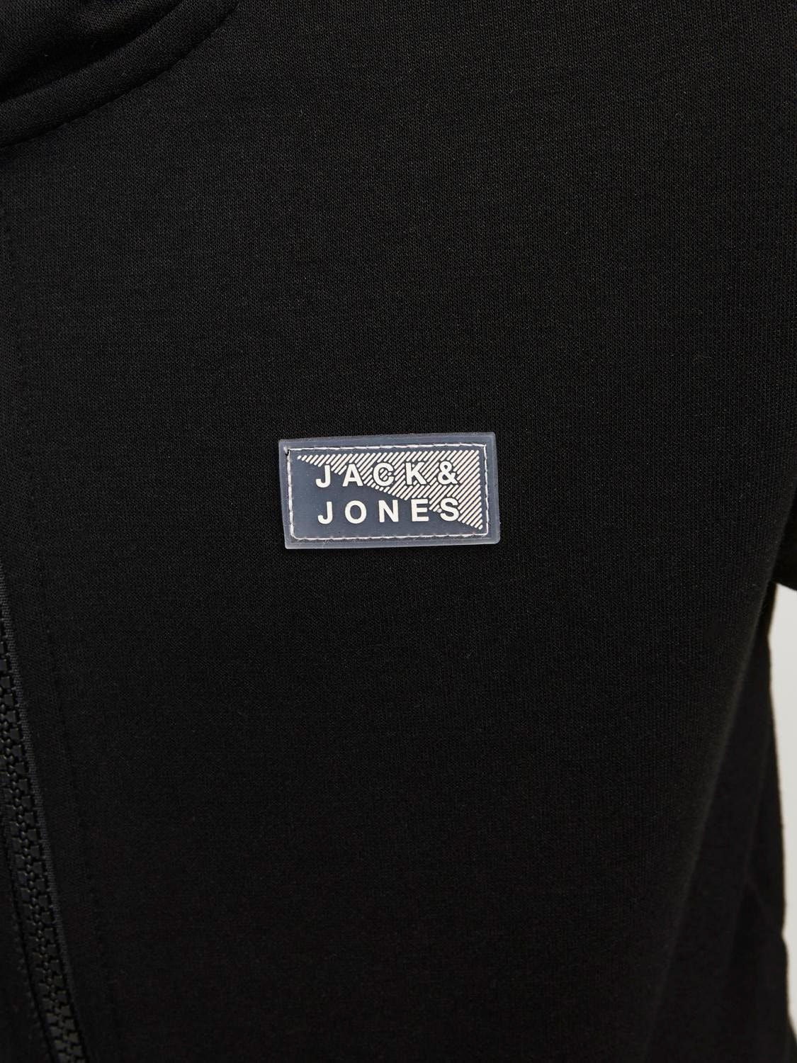 Jack & Jones Ensfarvet Hættetrøje med lynlås Til drenge -Black - 12192600