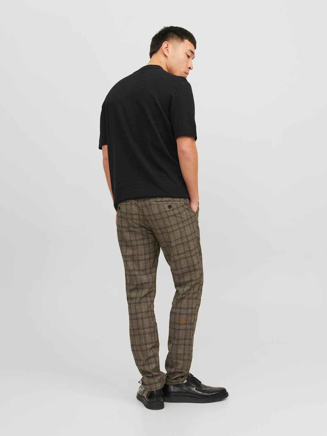 Men's Cotton Blend Khaki & Offwhite Checked Formal Trousers - Sojanya –  Trendia