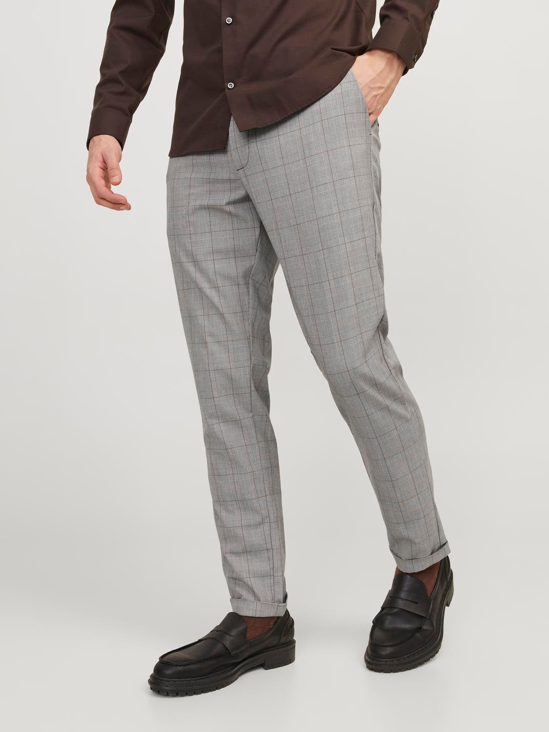 Men's Grey Plaid Tailored Fit Pants - 1913 Collection