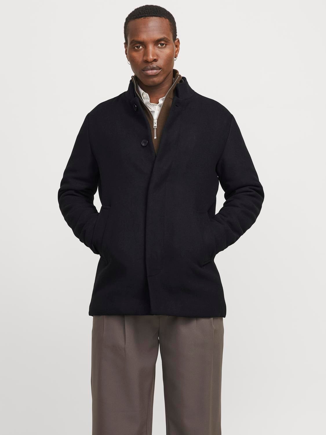 Jack jones black coat hotsell