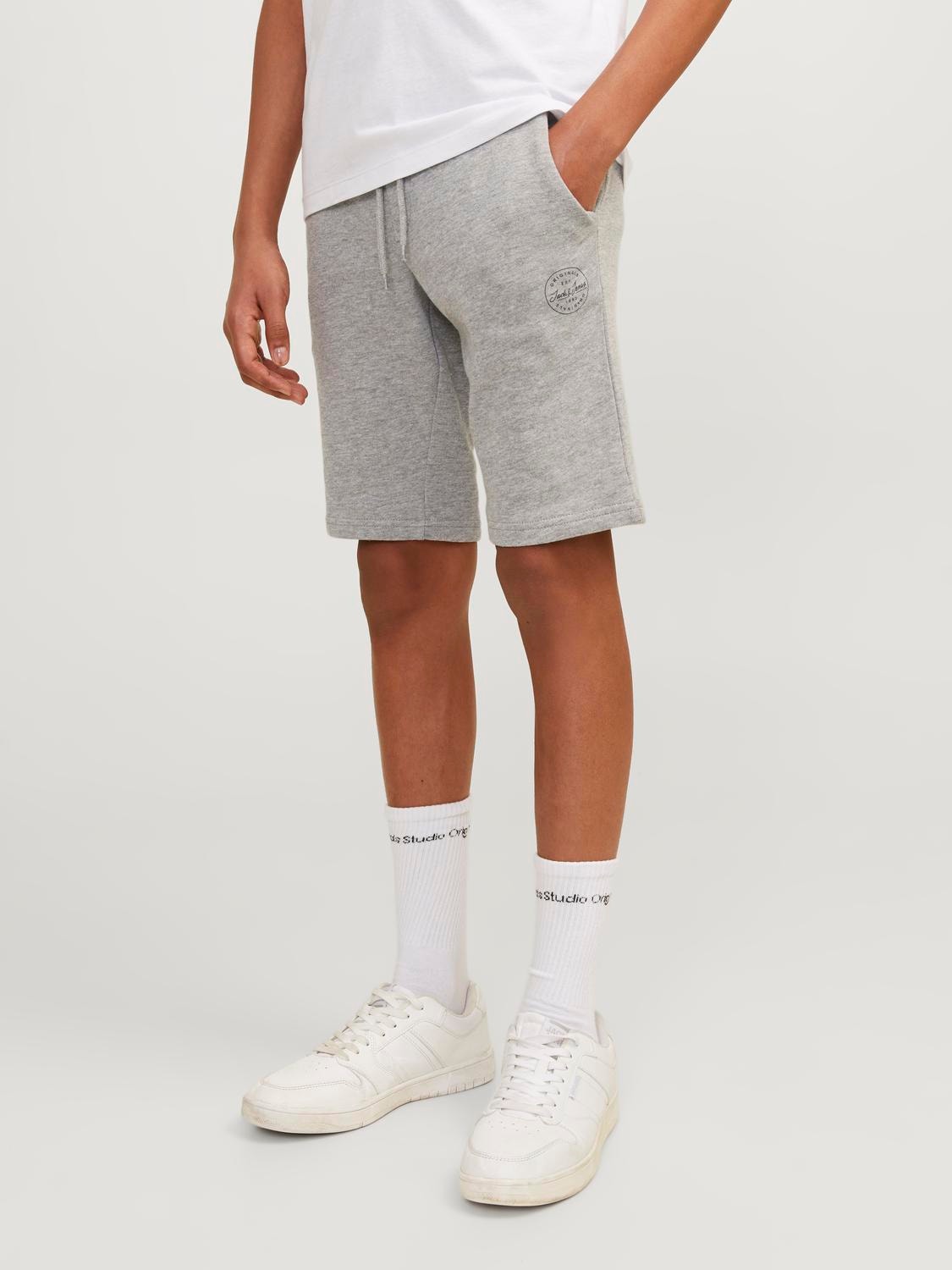 Jack & Jones 2-pack Regular Fit Sweatstof shorts Voor jongens -Light Grey Melange - 12194697