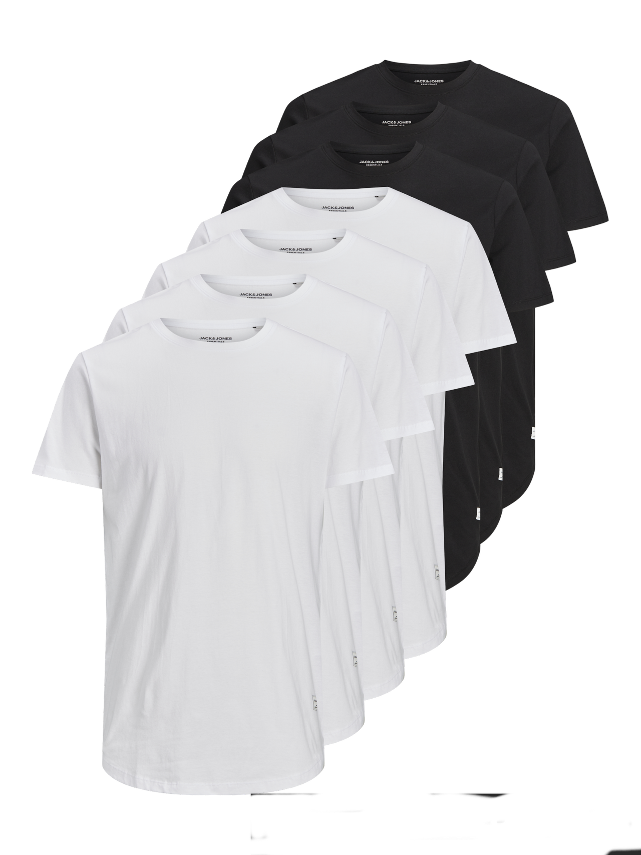 Jack & Jones 7-pak Ensfarvet Crew neck T-shirt -White - 12195439