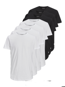Jack & Jones 7er-pack Einfarbig Rundhals T-shirt -White - 12195439