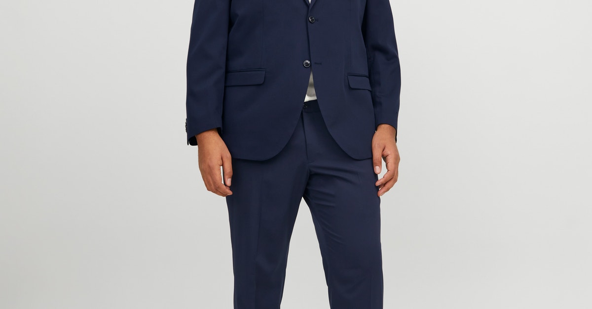 Plus Size Slim Fit Suit, Dark Blue