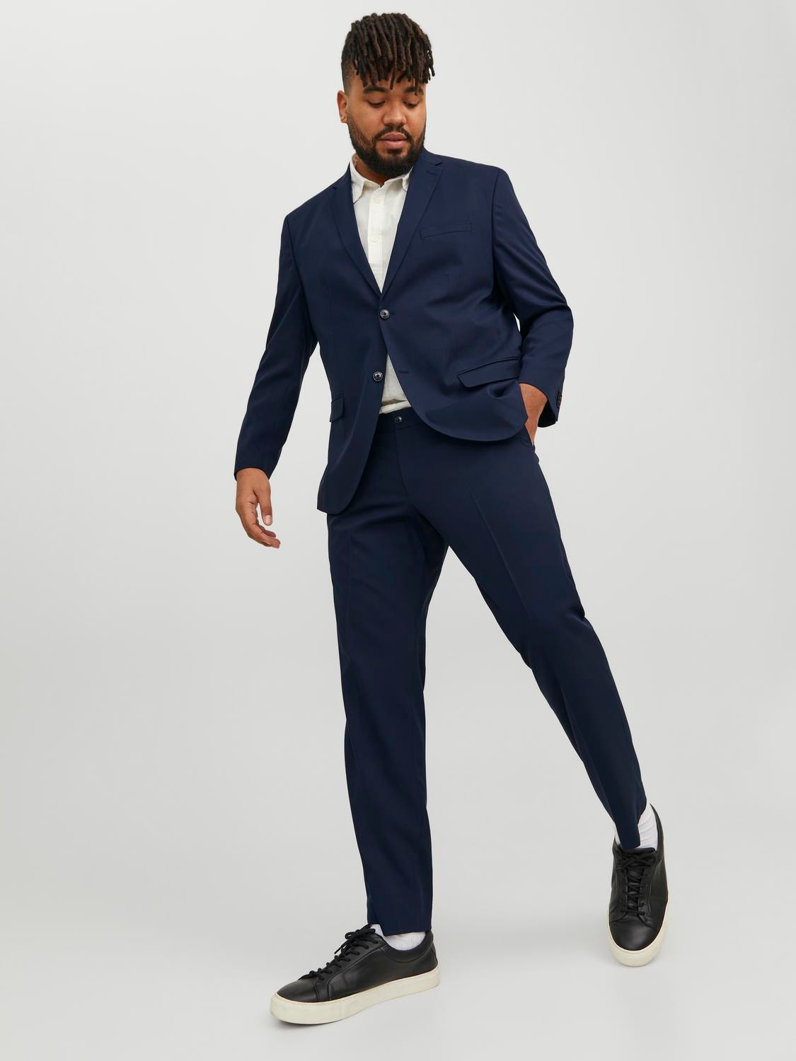 Plus Size Slim Fit Suit, Dark Blue