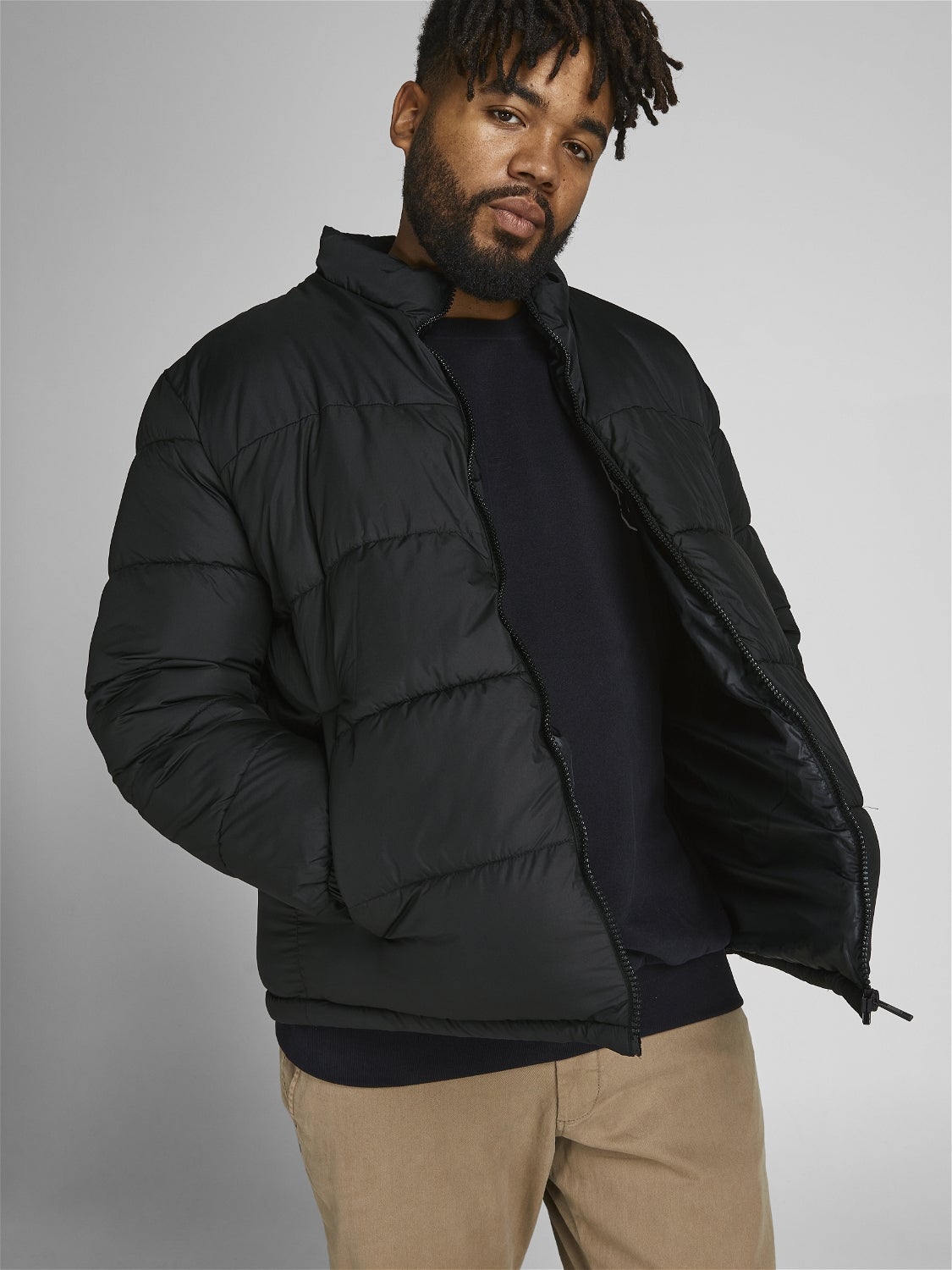 Black quilted store jacket plus size