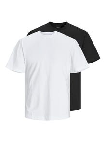 Jack & Jones 2-pack Plain Crew neck T-shirt -White - 12199528