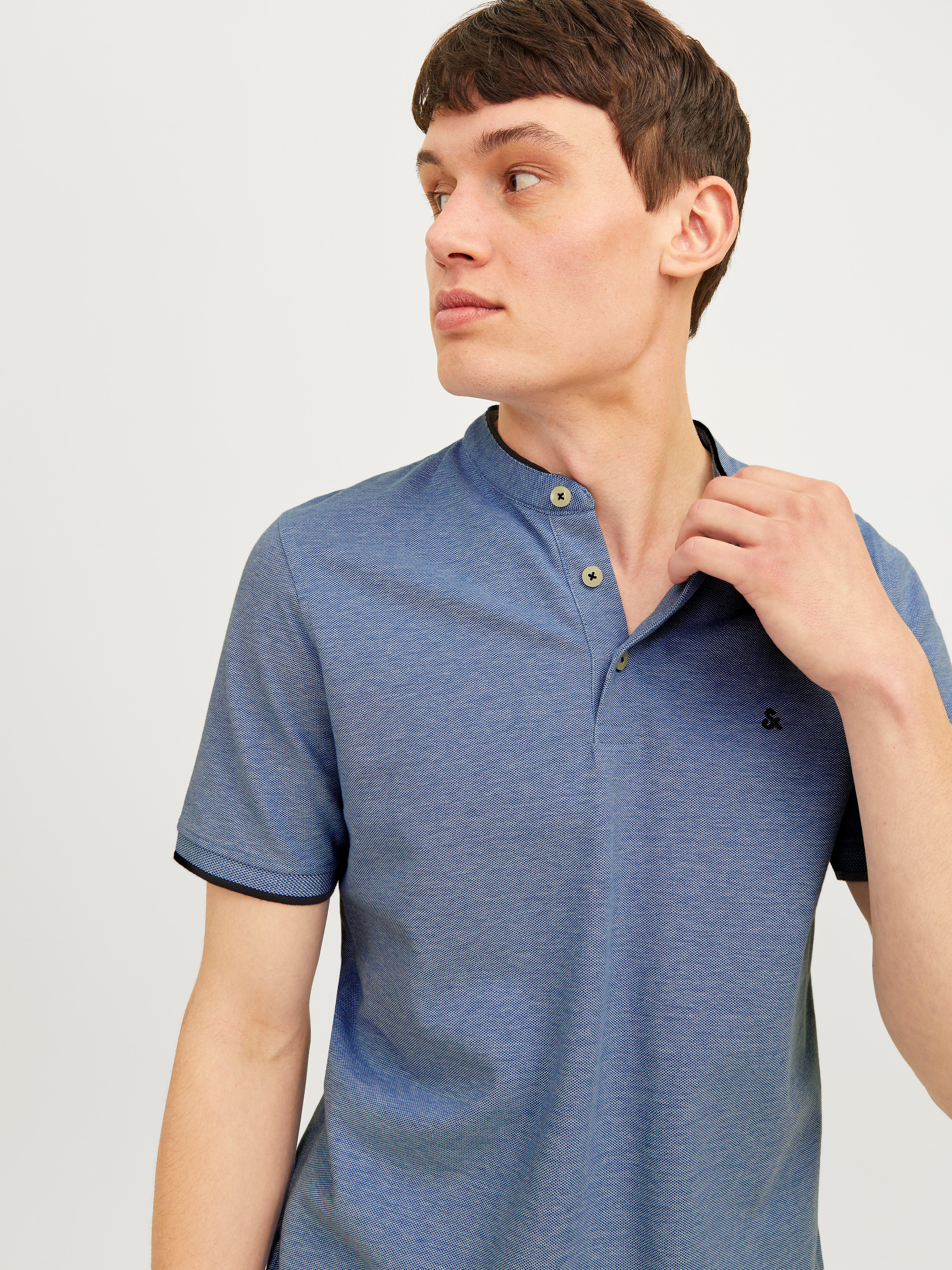 Polo Liso Cuello de camisa Azul oscuro Jack Jones