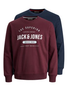 Jack & Jones 2-pakning Logo Genser med rund hals -Navy Blazer - 12199820