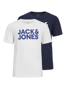 Jack & Jones 2-pack Logotyp T-shirt För pojkar -Navy Blazer - 12199947