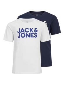 Jack & Jones 2-pack Logo T-shirt Junior -Navy Blazer - 12199947