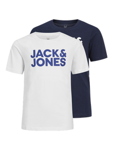 Jack & Jones 2-pak Logo T-shirt Junior -Navy Blazer - 12199947