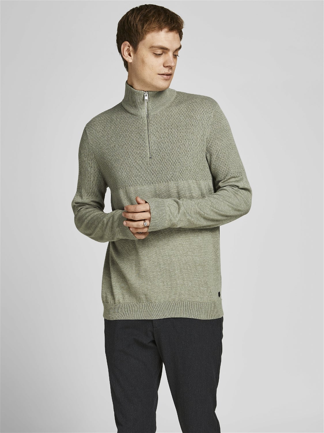 Mens Clothing Sweaters and knitwear Zipped sweaters for Men Grey Jack & Jones Originals 1/4 Zip Fleece in Grey 