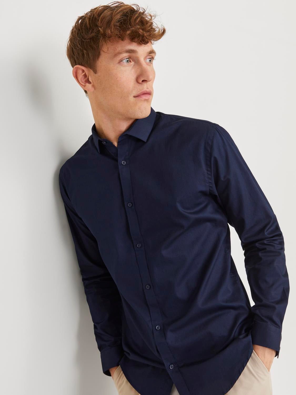 Slim Fit Dress shirt | Dark Blue | Jack & Jones®