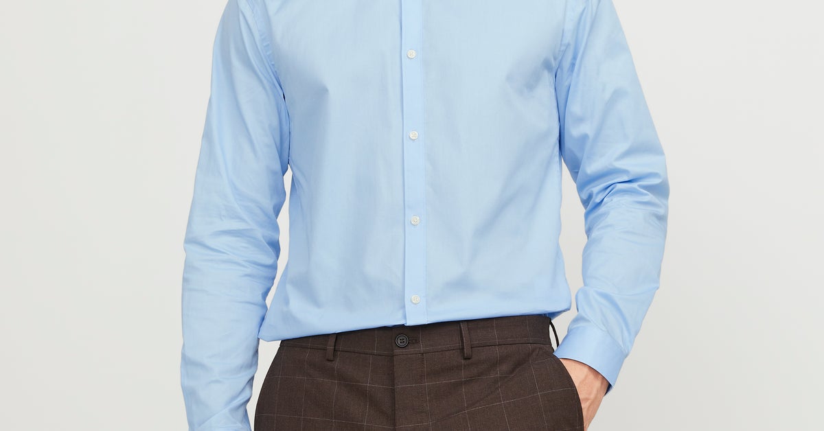 PARKLEES Heren Overhemd Lange Mouwen Slim Fit - Effen Casual Zakelijk Formeel Met Borstzak