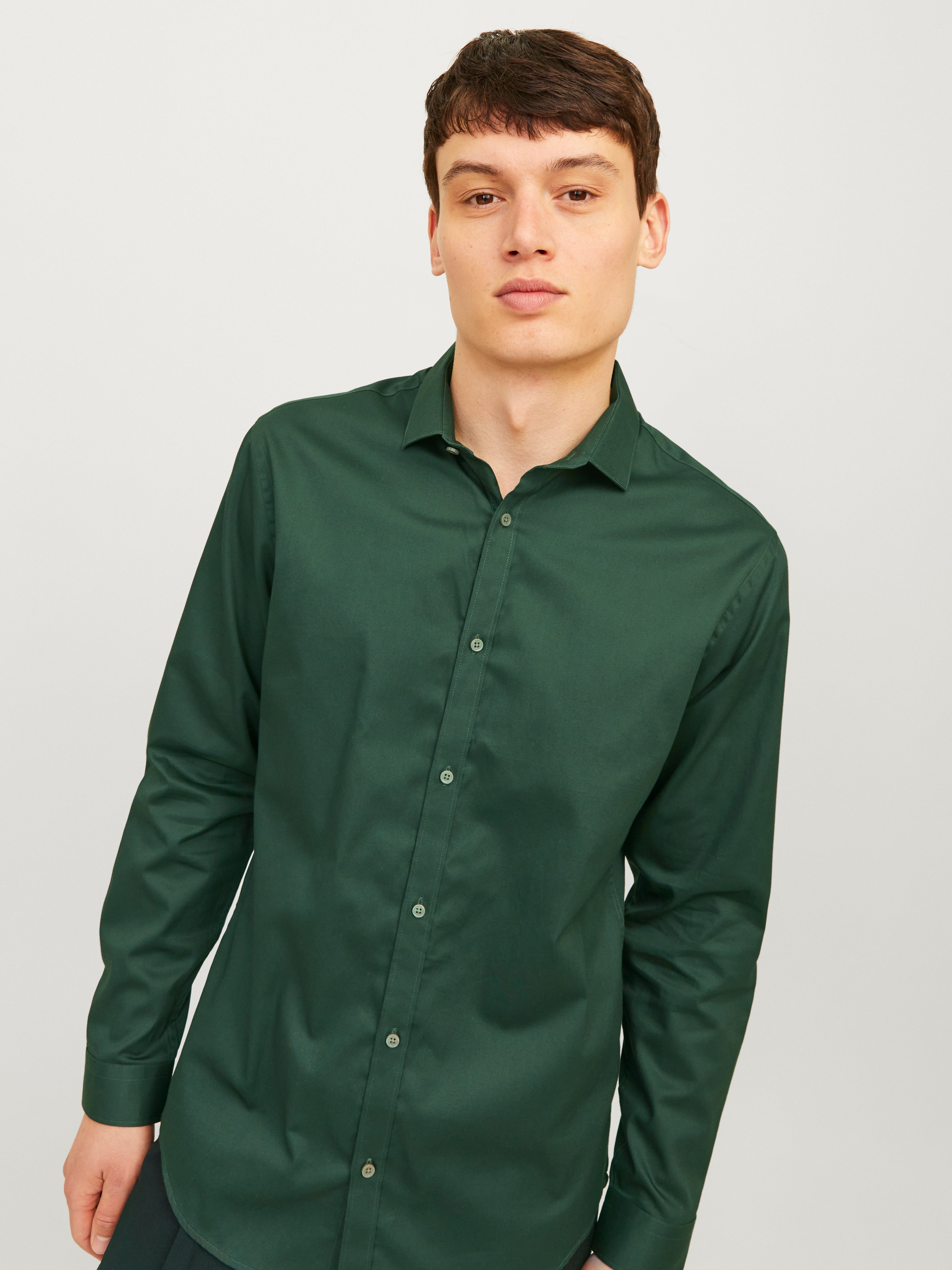 PARKLEES heren overhemd met lange mouwen, slim fit, voor vrije tijd, business, bruiloft, met borstzak, roze, S
