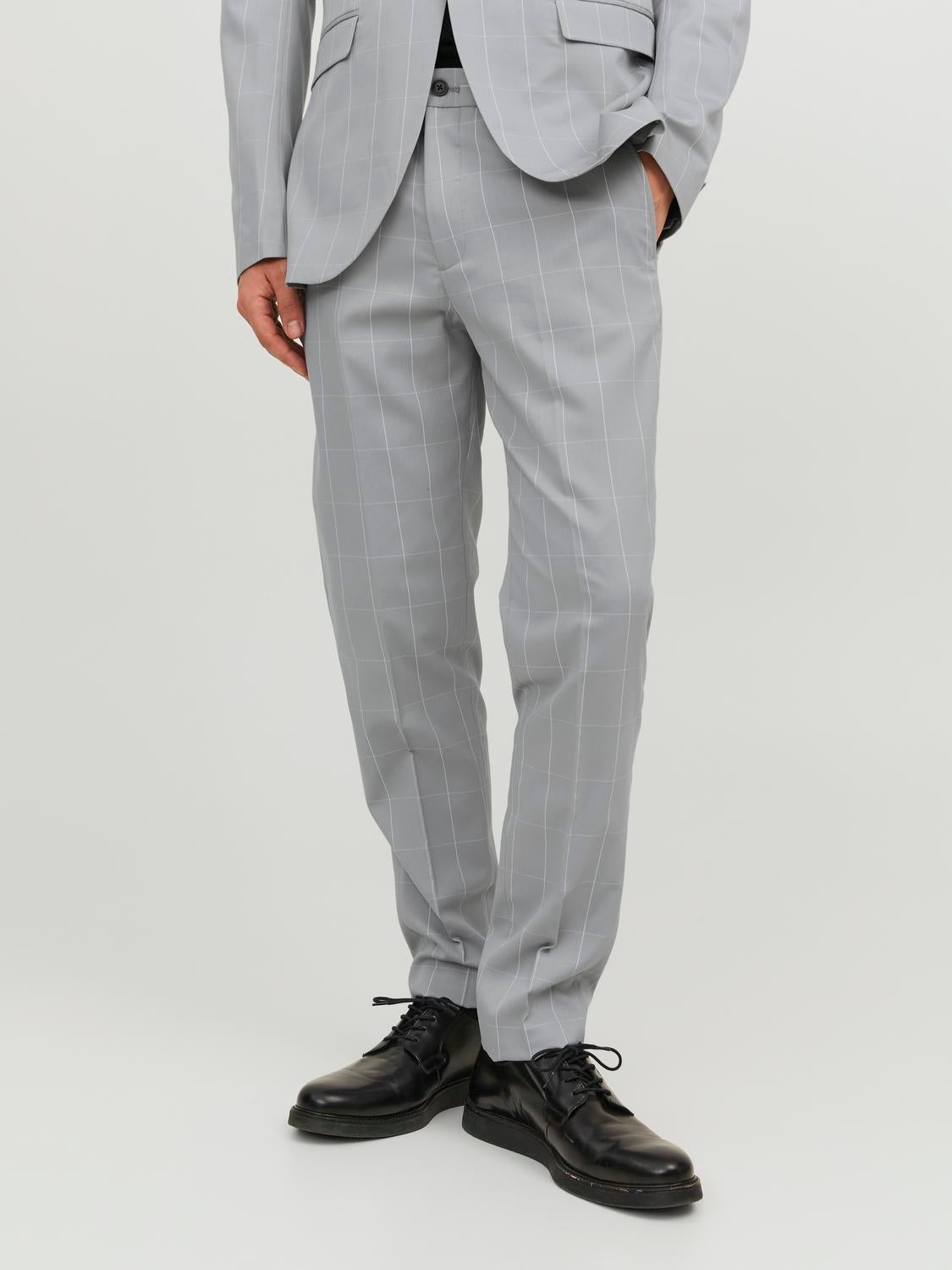 Men's Grey Mulberry Check Slim Suit Trousers | Jeff Banks