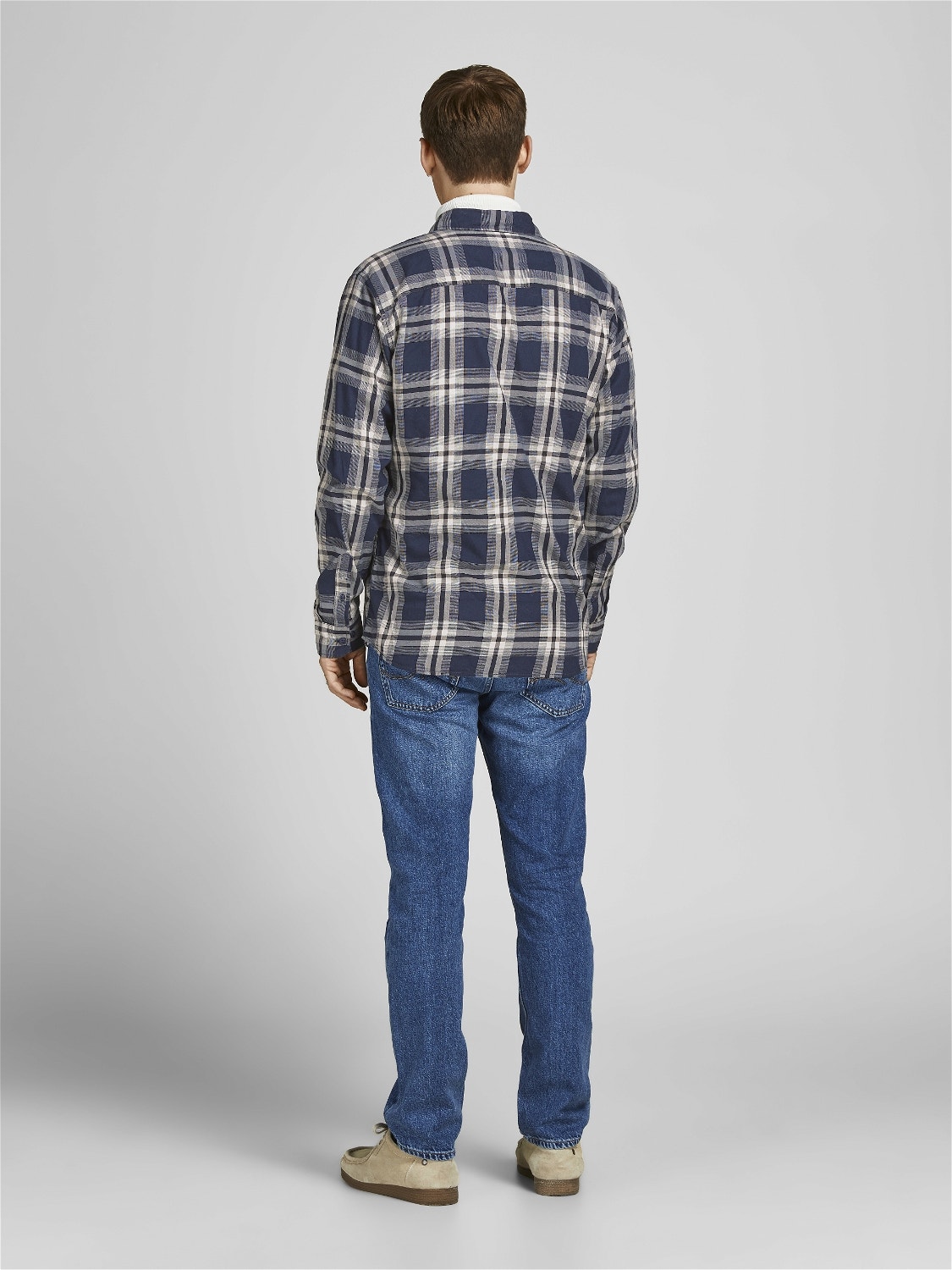 Jack & Jones Slim Fit Rutig skjorta -Navy Blazer - 12203693