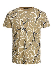 Jack & Jones Tropikalny Okrągły dekolt T-shirt -Covert Green - 12203764