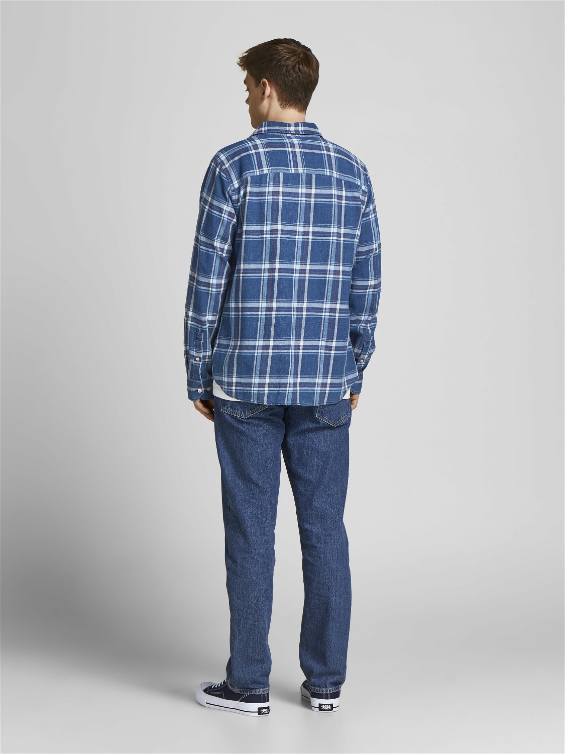 Jack & Jones Camisa de Xadrez Comfort Fit -Medium Blue Denim - 12203832
