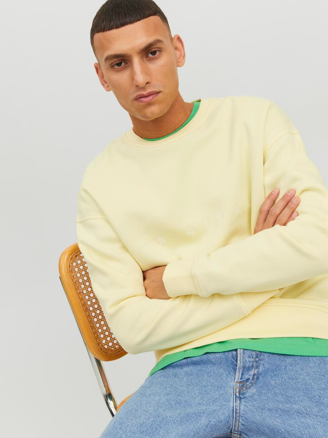 Light yellow crew sales neck