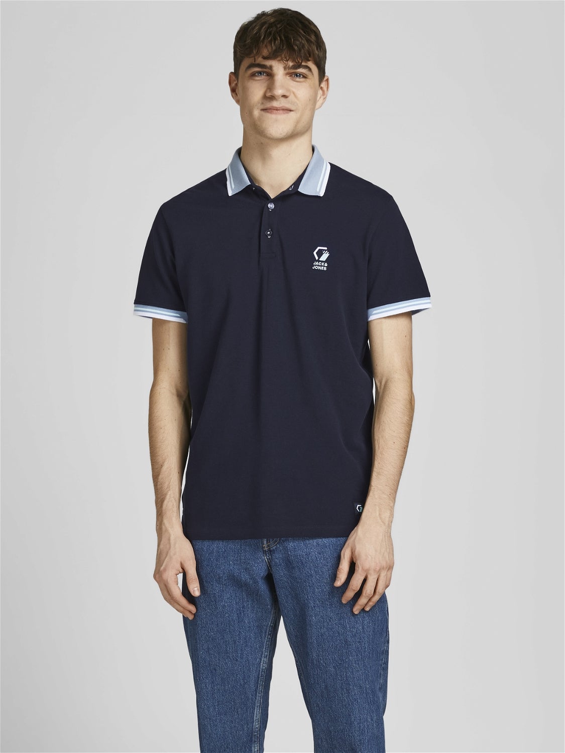 Rabatt 58 % HERREN Hemden & T-Shirts Print Jack & Jones Poloshirt Blau/Grau XL 