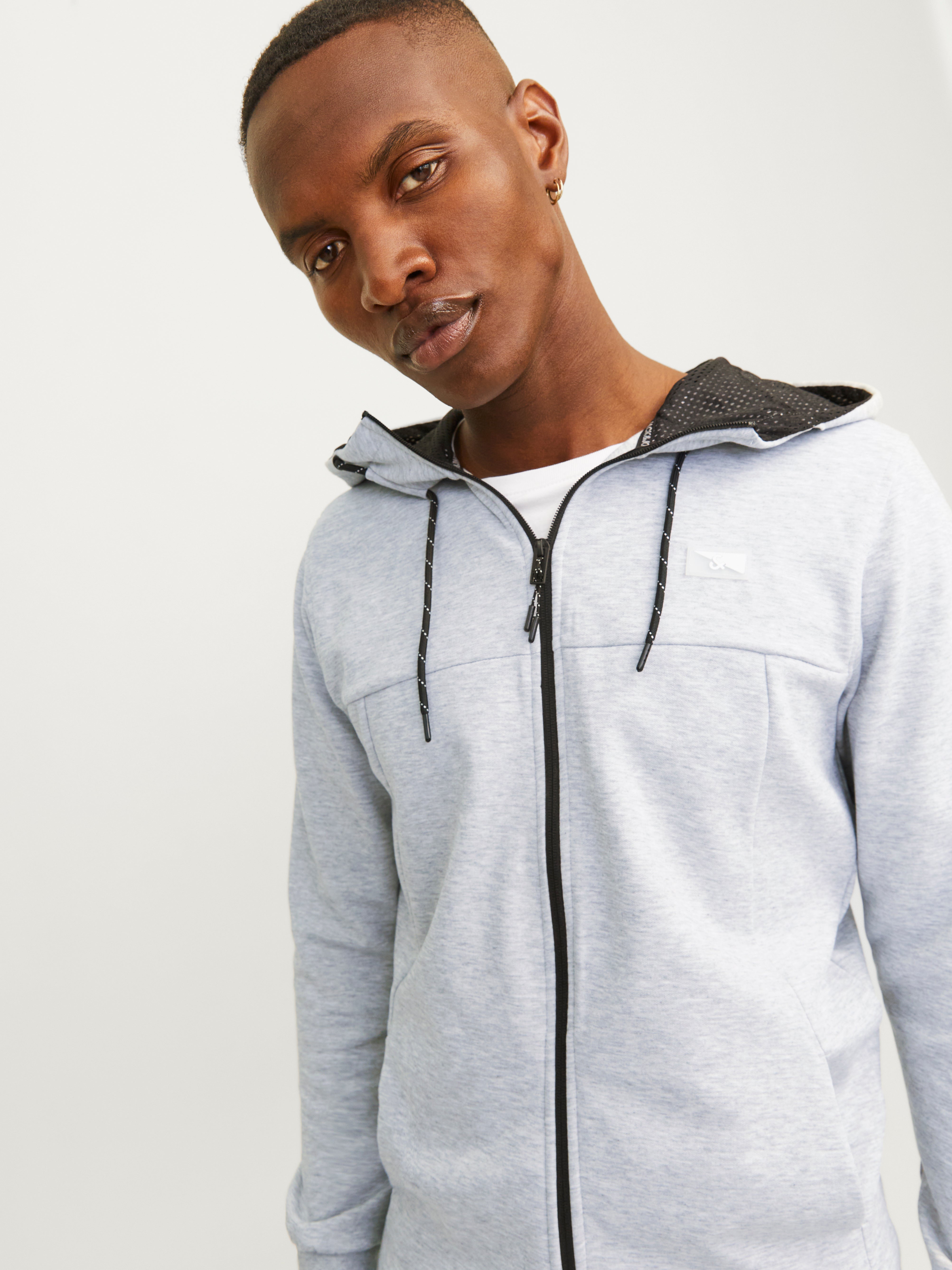 Logo Zip Hoodie | Light Grey | Jack & Jones®