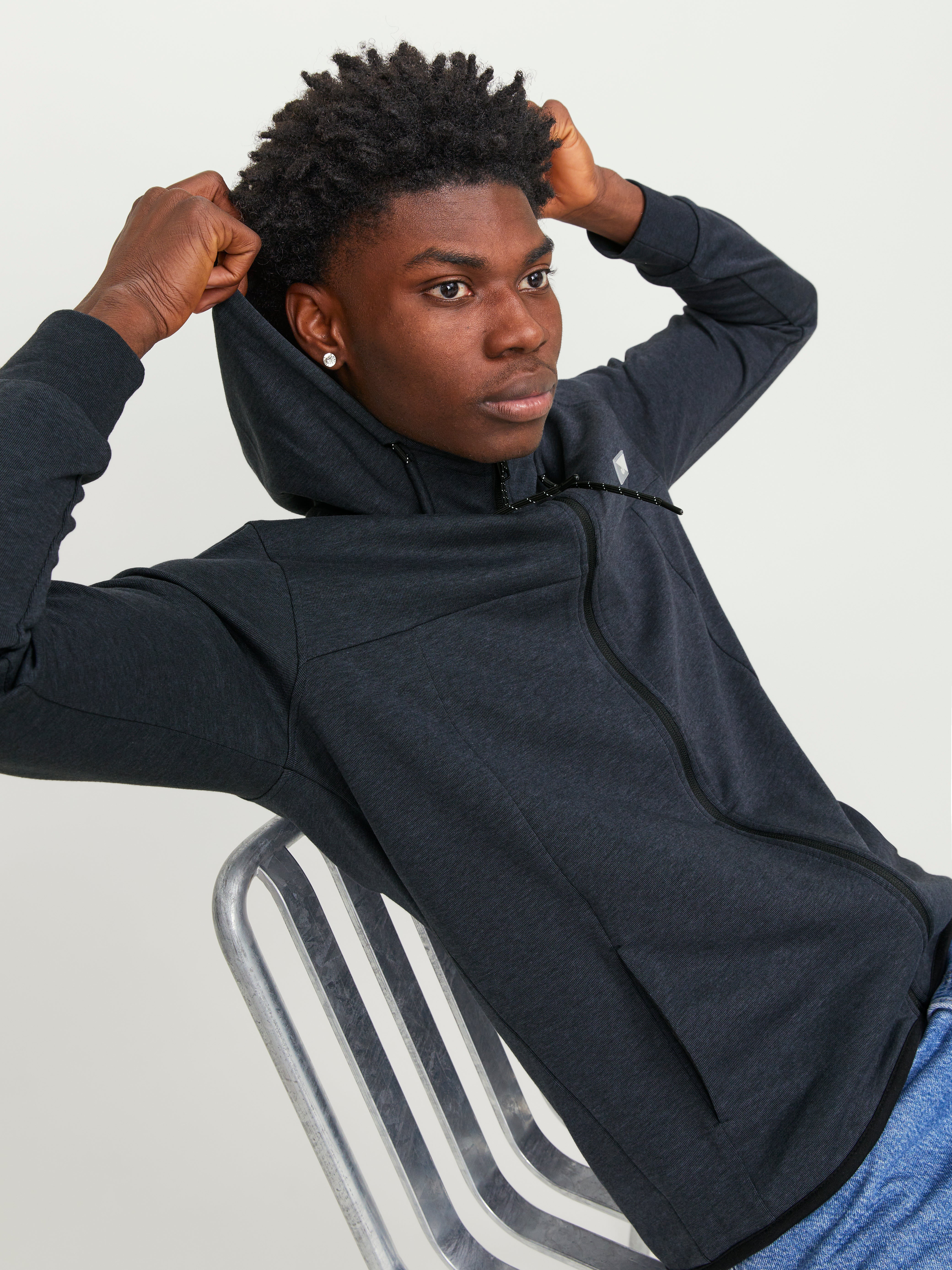 Logo Kapuzenpullover mit Reißverschluss | Dunkelblau | Jack & Jones®