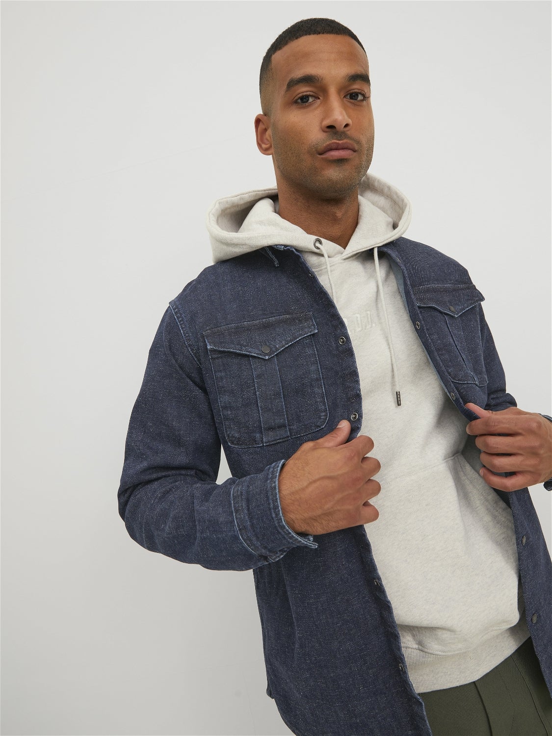 Hooded denim deals shirt mens