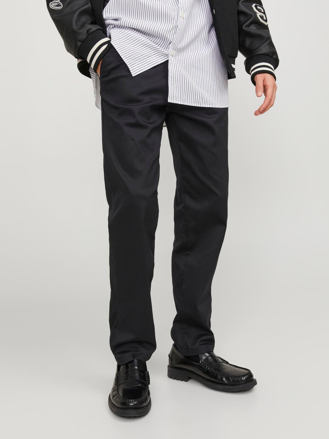 Loose Fit Chino trousers | Black | Jack & Jones®