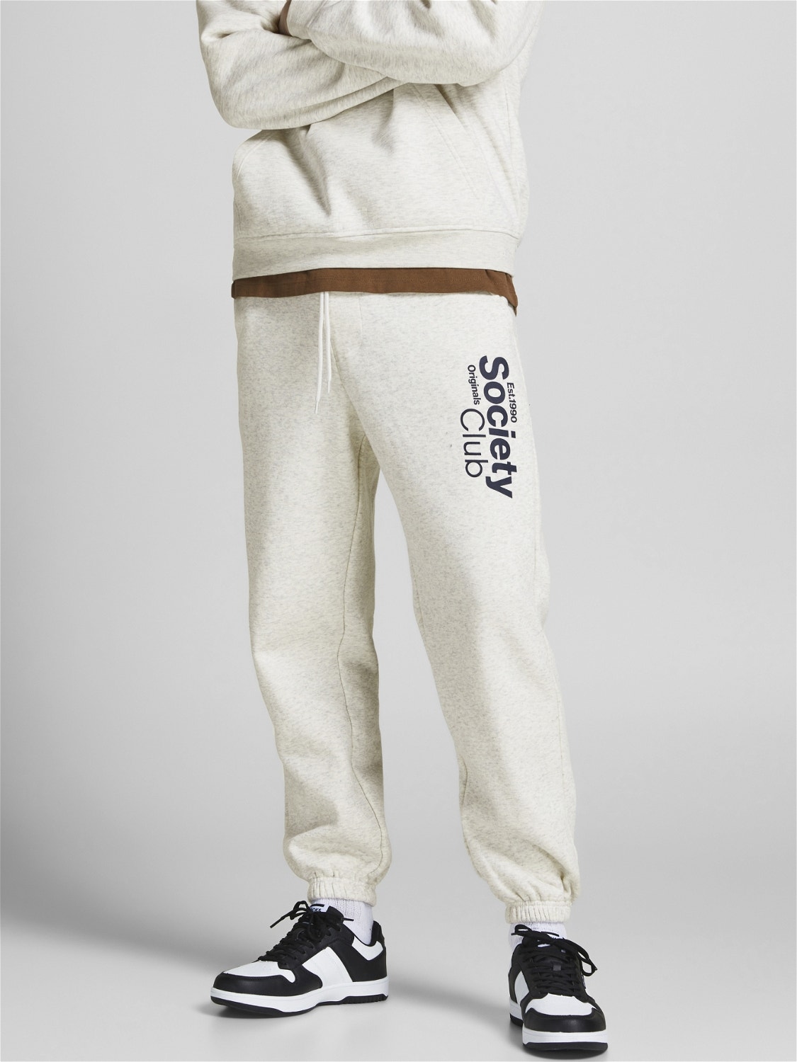 Jack & Jones Calças de fato de treino Relaxed Fit -White Melange - 12205848