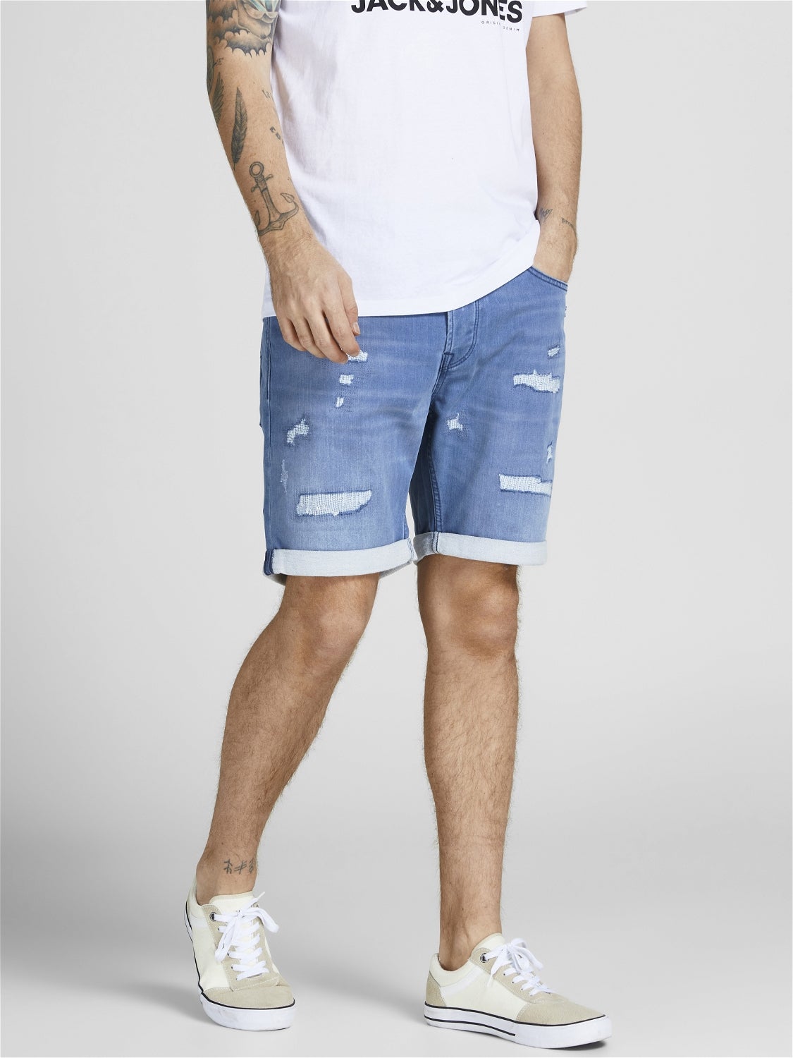 Jack & Jones Korte Loose Fit Jeans Van Katoen Bespaar 26% Heren Kleding voor voor Shorts voor Casual shorts Model chris in het Blauw voor heren 