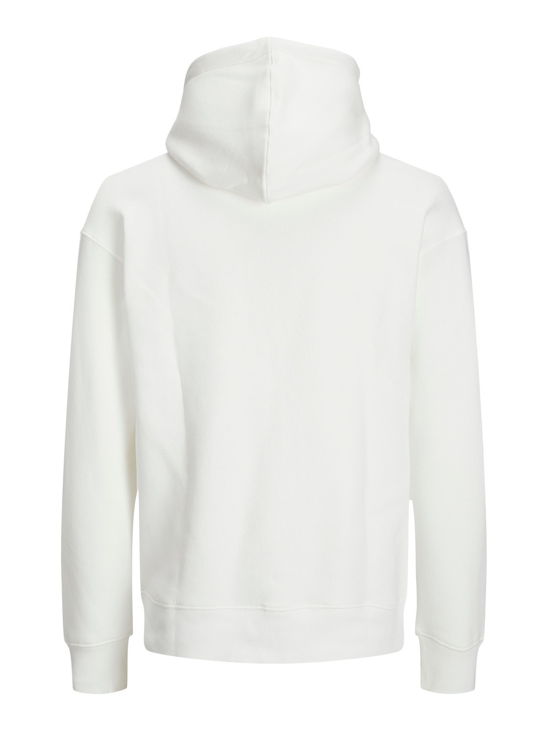 Sweat blanc uni coupe droite avec col à capuche et nom de la marque floqué  JACK & JONES - CCV Mode